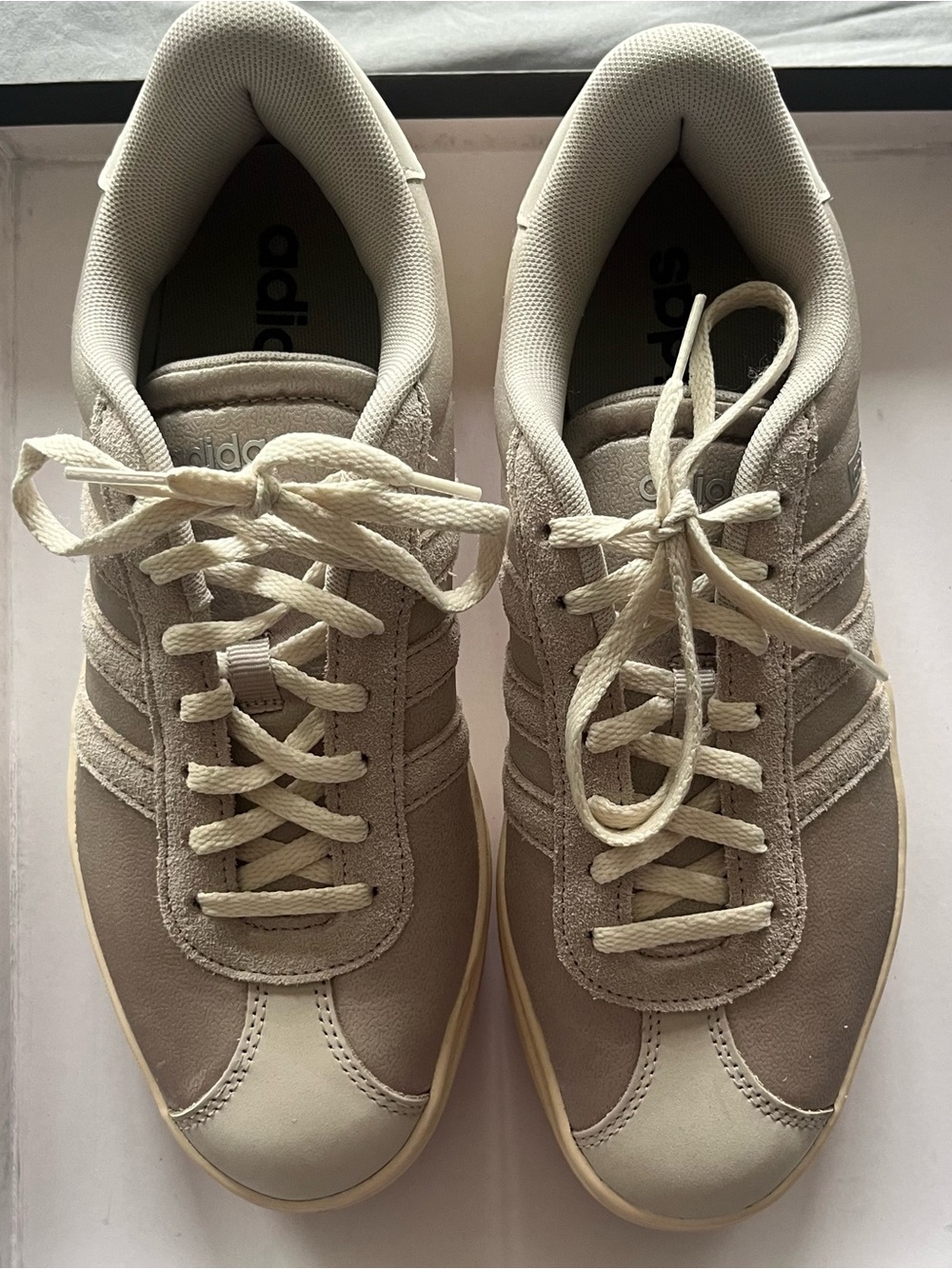 Adidas VL Court Bold Platform Sneakers Beige White Suede Women’s Size 8.5 Shoes